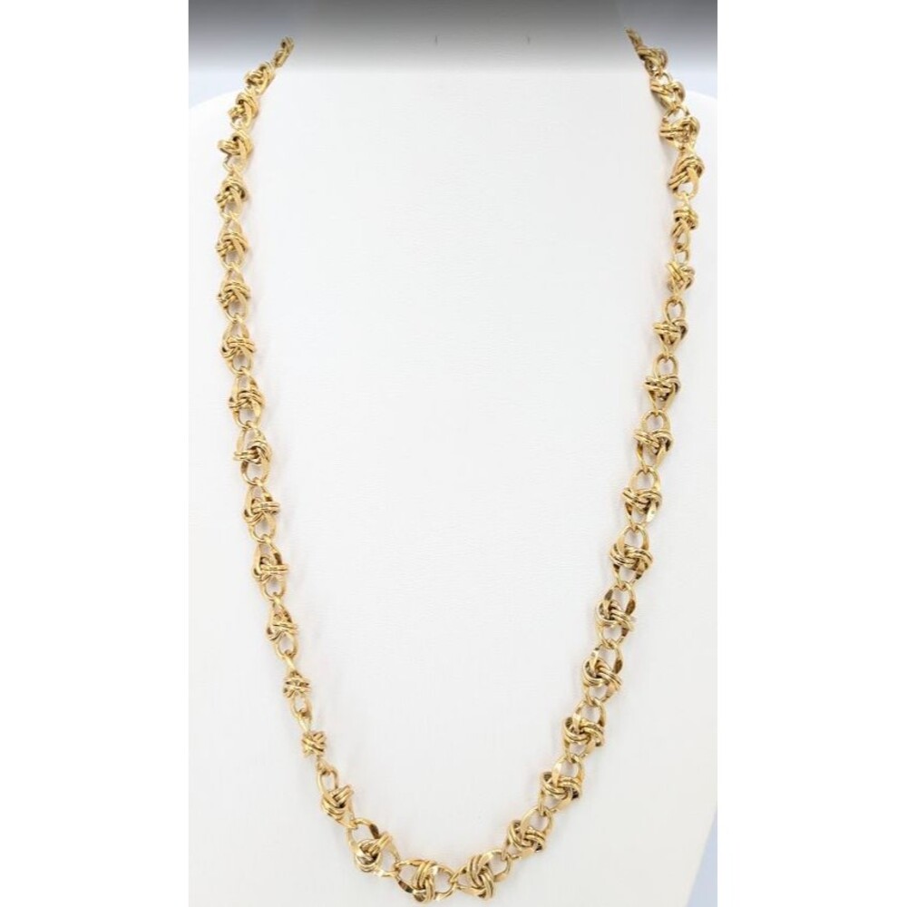 Vintage Necklace Gold Tone Love Knot Link Chain 29in Heavy 85g Chunky Statement